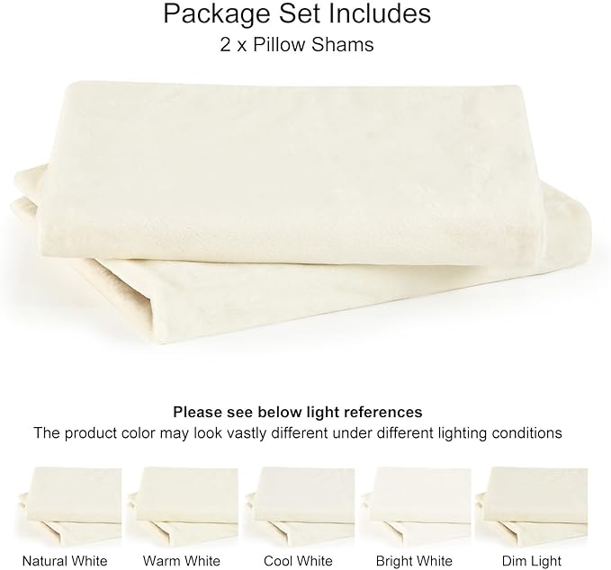 PHF Super Soft Velvet Pillowcases King Size, No Insert, 2 Pack Luxury Cozy Warm Pillow Shams Covers with Envelope Closure, 20" X 36" Cozy Fuzzy Flannel Pillow Case, Cream