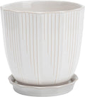 ADN Ceramic Planter, 6 Inch Plant Pots for Plants Modern Decor Indoor Flower Pot with Saucer and Drainage Hole, White