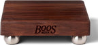 John Boos B Series Square Wooden Walnut Cutting Board 12”x12” – 1.5” Thick, 5-lb Non-Reversible Butcher Block with Stainless Steel Bun Feet & Edge-Grain