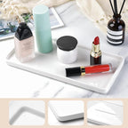 Gurygo 8" Bathroom Trays - Ceramic Vanity Tray for Bathroom - Small Ceramic Tray - Kitchen Soap Trays - Porcelain Dispenser Organizer for Kitchen Bathtub Counter (White)