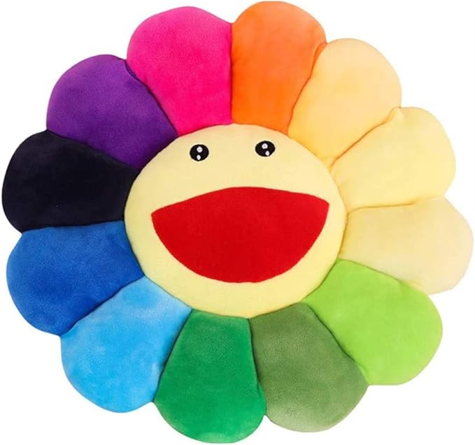 TEFU Flower Plush Pillow, Sunflower Pillow Soft & Comfortable Sunflower Cushion Colorful Sun Flower Plush Toy Home Bedroom Shop Restaurant Decor (Colorful,31.4in/80cm)