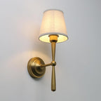 Yosoan Brass Linen Shade Bedside Vanity Wall Sconce Set of 2, Vintage Industrial Hardwired Indoor Boho Gold Wall Mounted with Funnel Textile for Bedroom Stairwell Hallway (Antique)