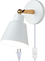 ClanKin Wall Sconces Lighting Fixture, Bedside Wall lamp for Industrial Bedroom, Bathroom Sink Lighting for Bedroom Hallway Living Room(1Pack-White with Plug in Swtich Cord)