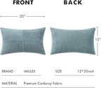MIULEE Dusty Blue Corduroy Pillow Covers Pack of 2 Boho Decorative Spliced Throw Pillow Covers Soft Solid Couch Pillowcases Cross Patchwork Textured Cushion Covers for Living Room Bed Sofa 12x20 inch