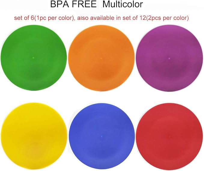 KX-WARE Plastic Plates Set of 6 - Unbreakable and Reusable 9.875 inches Dinner Plates, Multicolor | Dishwasher Safe, BPA Free