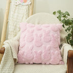GEEORY Easter Bunny Soft Plush Pillow Covers, 20 x 20 Inch Set of 2, Fluffy Faux Fur Wool Decorative Farmhouse Cushion Case for Sofa Home Decoration Pink GC015-20