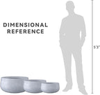 Kante 19.6",15.7",11.8" Dia Round Concrete Planters Set of 3, Cement Plant Pots with Drainage Hole and Rubber Plug for Outdoor Indoor Garden Home, Modern Curvaceous Design, Gray