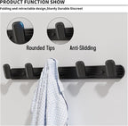 Coat Rack Wall Mount Black, 5 Hooks Rack Metal Coat Hanger Wall for Hanging Hat Purse and Robes, Towel Hook for Bathrooms and Entryway (1 Pack)
