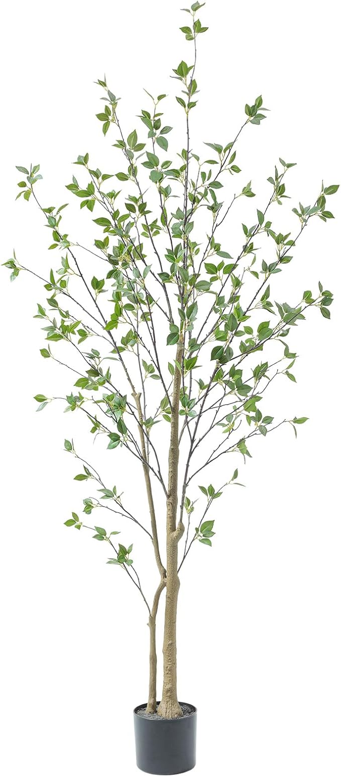Bellacat 6ft Artificial Minimalist Citrus Tree with Lifelike Leaves, 72in Faux Citrus Tree with Realistic Trunks, Faux Tree Indoor Outdoor for Home Office Living Room Bedroom Porch Decor.