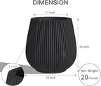 16 Inch Handmade Concrete Outdoor Planter - Classic Striped Design | Fiberglass & Composite Material | Durable for Commercial & Home Decor