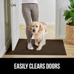 GORILLA GRIP Dirt Grabber Mesh Doormat, Low-Profile, Stain and Fade Resistant Heavy Duty Quick Dry Striped Doormats, Mats for Indoor or Outdoor Entry, Shoe Scraper, Garage Entrance Mat 47x35, Brown