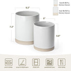 famiware Milkyway Kitchen Utensil Holder for Countertop, 7.2"+5.8" Ceramic Cooking Utensil Crocks for Counter, Utensil Organizer for Spatula & Spoon, Kitchen Decor, Set of 2, White