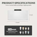 Semi Flush Mount Ceiling Light Fixture,13inch Light Fixtures Ceiling Mount,3-Light Drum Light Fixture with White Shade,Modern Close to Ceiling Lamps for Living Room, Bedroom, Dining Room,Entryway