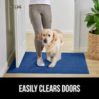GORILLA GRIP Dirt Grabber Mesh Doormat, Low-Profile, Stain and Fade Resistant Heavy Duty Quick Dry Striped Doormats, Mats for Indoor or Outdoor Entry, Shoe Scraper, Garage Entrance Mat 47x35, Blue