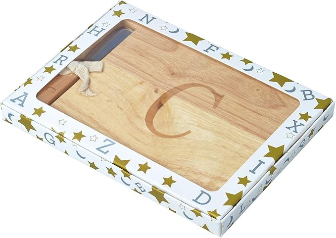 Miicol Wood Charcuterie Board, Monogram Cheese Board 10 Inch, Personalized Initial Cutting Board with Spreader, Unique Housewarming Gift, Ideal for Kitchen, Home, Letter C