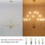 Modern Gold Chandelier for Dining Room,12-Light Gold Chandeliers,34 Inch Large Industrial Hanging Light Fixture for High Ceilings for Living Room, Kitchen, Entryway,Foyer