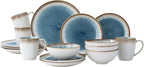 Dinnerware Set Stoneware 16 Pieces Service for 4, Stoneware Plates and Bowls Set Highly Chip and Crack Resistant Stoneware Set, Dishwasher Microwave Safe Dishes set