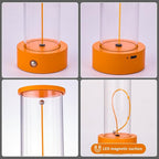 Cordless Portable LED Table Lamp, Modern Nightstand Lights with Filament Magnetic, Three-Level Dimmable Lamp for Gaming, Home Office, Bedroom, Living Room, Kitchen, Bar, Restaurant (Orange)