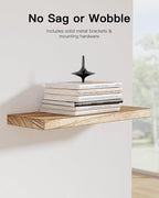 AMADA HOMEFURNISHING Floating Shelves, Paulownia Wood Wall Shelves for Bathroom/Living Room/Bedroom/Kitchen/Home Office, Wood Floating Shelf for Home Storage & Organization Set of 4 15.7" L x 5.9" W
