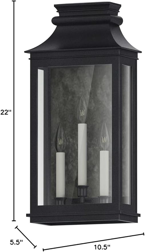 Maxim Savannah Vx 3 Light Outdoor Candle Style Wall Lantern with Black Oxide Finish