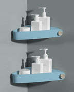 Sotfamily Shower Caddy Corner, 2 Pack Adhesive Corner Shower Shelves for Bathroom Organizers and Storage, Rust Free Plastic Rack for Bathroom Accessories & Decor, Light Blue