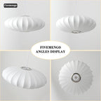 20 Inch Lantern Pendant Light, White Imitation Silk Lampshade, Bubble Pendant Light Fixture Ceiling Hanging Lamp Chandelier for Living Dinning Room Kitchen Island Bedroom Restaurant Cafe