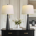 Oneach 25.75" Modern Table Lamp Set of 2, Bedside Lamps with USB Ports, Black Nightstand Lamps Set for Living Room Bedroom House Bedside Home Office Family