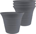The HC Companies Sedona Round Self-Watering Pot - Lightweight Self Care Planter - Plastic Planter for Herbs & More - Durable Plant Pots for Indoor Plants & Outdoor Plants (7" Warm Gray, Pack of 4)