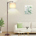 Dimmable Floor Lamp, Arc Floor Lamps for Living Room, Stepless Dimming Modern Standing Lamp with Linen Shade, Tall Lamp for Bedroom Office Dining Room- Brown