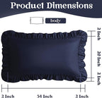 KKJIAF Ruffle Body Pillow Cases Set of 1, Ruffled Pillow Covers with Envelope Closure, Wrinkle Resistant Ruffled Long Pillow Shams 20" x 54", Navy Blue