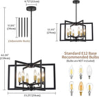 Dining Room Light Fixture,Farmhouse Geometric Chandeliers Black and Gold Kitchen Island Light,6-Light Modern Industrial Chandelier for Foyer Entryway Stairway,UL-Listed