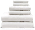 Premium Staple Cotton Bathroom Towel Set - White 600 GSM 6-Piece Luxury Bath Towel Set 1 Stripe - 2 Bath Towels, 2 Hand Towels & 2 Washclothes Set - High Absorbent & Quick Dry for Gym, Spa, Hotel