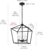 MELUCEE Vintage Lantern Pendant Light 6 Light Industrial Cage Chandelier with E12 White Candle-shaped Base Oil Rubbed Bronze Rustic Geometric Hanging Light Fixture for Kitchen Island Foyer Dining Room