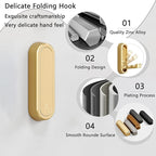 4PCS Folding Coat Hook, Heavy Duty Wall Hooks Made of Zinc Alloy, Foldable Gold Wall Hooks for Hanging Coats, Scarves, Hats, Bathrobes, Keys, Bags (Gold)