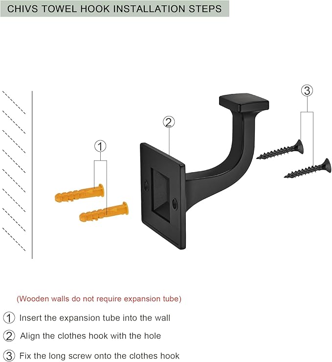 SAILING 5 Pack Coat Hooks - Matte Black Robe Hooks Decorative Wall Hooks for Bathroom Bedroom Kitchen Towel Robe Clothes Cabinet Closet Bathroom Hardware