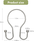 AmazerBath Shower Curtain Hooks Shower Curtain Rings with Cylindrical Design, Metal Nickel Shower Curtain Hooks Rust Proof, Smooth Glide Double Shower Hooks Rings for Shower Curtain