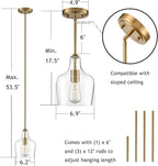 Rod Hung Pendant Light for Kitchen Island (Gold Seeded Glass)