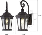 Exterior Light Fixtures, Outdoor Wall Light/Lantern, Large Outdoor Porch Light Fixtures Wall Mount in Matte Black Finish with Clear Glass, Aluminum Alloy, 60W