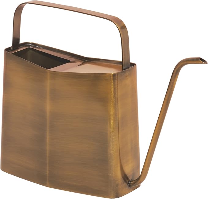 Modern Sprout Brass Finish Plant Watering Can - Long Spout Stainless Steel Vessel for Outdoor & Indoor Plants - Rust Resistant 3L Capacity - Stylish Garden Accessory for Houseplants & Decorative Use