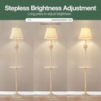Traditional LED Floor Lamp with 350° Adjustable Swing Arm Lamp – Vintage Standing Pole lamp for Living Room, Bedroom and Office – Rustic Upright Floor Light for Home Décor with Silk Fabric Shade