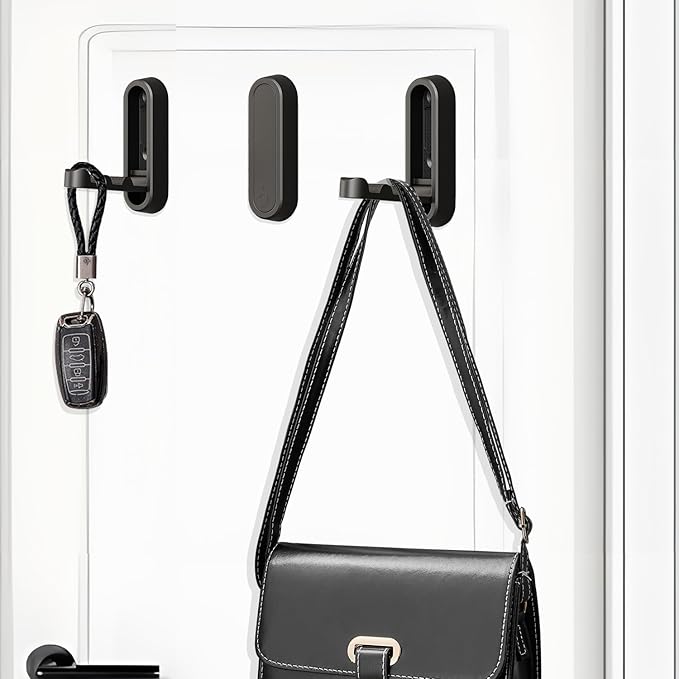 2PCS Folding Coat Hook, Heavy Duty Wall Hooks Made of Zinc Alloy, Foldable Wall Hooks for Hanging Coats, Scarves, Hats, Bathrobes, Keys, Bags(Black)