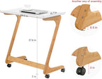 Nnewvante TV Tray Table with Wheels Sofa Side Table with Casters Couch Laptop Desk End Table Snack Tray for Living Room Bedroom Small Spaces White Bamboo Large 29.5'' x 15.8''