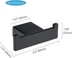 TASTOS Bathroom Hooks Matte Black, SUS304 Stainless Steel Bath Towel Hook Robe Coat Double Hook Holder, 2Pack
