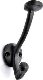 Ambipolar 5-Pack Vintage Decorative Cast Iron Wall Mounted Coat Hooks, Heavy Duty Black Hooks for Coats, Hats, Purse, Towels, Modern Farmhouse Decorative Hooks Black