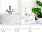 Luxspire Toothbrush Holder, 3 Slots Electric Toothbrush and Toothpaste Holder, Bathroom Countertop Storage Bathroom Accessories Toothbrush Stand for Vanity Counter Organizer Caddy - Gravel White