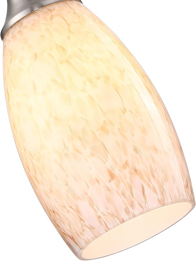 Milk Mini Glass Pendant Lights,Blown Art Glass Pendant Hanging Light Fixtures Kitchen Island Pendant Lamp Shade with Brushed Nickel Finish for Bar Counter,Hallway,Dining Room-3Pack