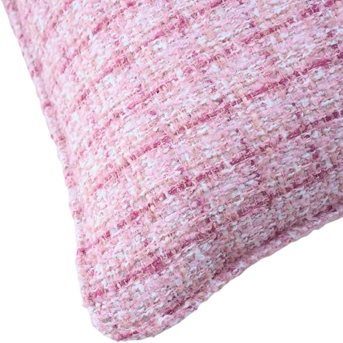Luxury Tweed & Chenille Throw Pillow Covers – Set of 2 (18" x 18") with Soft and Luxurious Textures Decorative Throw Pillows for Couch, Bed, and Home Decor (Pink)