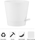 FaithLand 2-Pack 8 Inch Planter Pots for Indoor Outdoor Plants, Self Watering Flower Pots with Deep Reservoir, White …