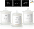 3 Pack Qtip Holder Dispenser, 16oz Bathroom Organizer and Storage Canisters, Glass Apothecary Jars with Lid - Home Decor, Room Decor Aesthetic (Frosted White)