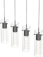 Alice 4-Light Chandelier Pendant Ceiling Light, Integrated Led and Bubble Glass, for Kitchen Island, Hallway, Entryway, Passway, Dining Room, Bedroom, Balcony Living Room (Black)